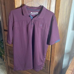 Mens ariattek L polo shirt, maroon and grey